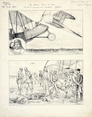 La Guerre dans les airs / Brillante prouesse de l’aviateur Gilbert (titre inscrit)