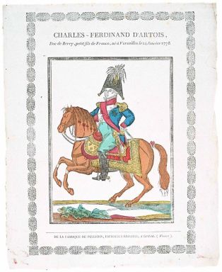 CHARLES-FERDINAND D'ARTOIS, / Duc de Berry, petit-fils de France, né à Versailles le 24.Janvier 1778.(titre inscrit)