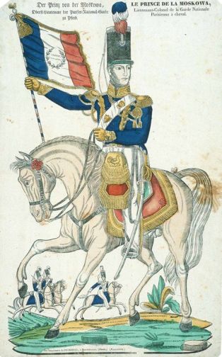 LE PRINCE DE LA MOSCOWA, / Lieutenant-Colonel de la Garde Nationale / Parisienne à cheval. (titre inscrit fr., all.)