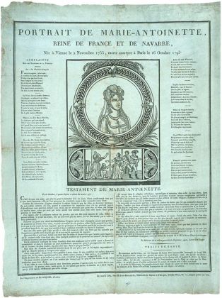 PORTRAIT DE MARIE-ANTOINETTE, / REINE DE FRANCE ET DE NAVARRE, /Née à Vienne le 2 Novembre 1755, morte martyre à Paris le 16 Octobre 1793. (titre inscrit)