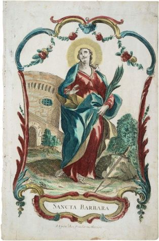 SANCTA BARBARA (titre inscrit lat.) ; sainte Barbe (titre factice)