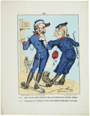 - NOUS AFIONS, BOUR BRENTRE BARIS, UN AVANDACHE ZUR FOUS : DROJU. / - PARBLEUR-JE : Si TROCHU Y ÉTAIT, NOUS SERIONS ENTRÉS DEPUIS LONGTEMS. (12) (titre inscrit)