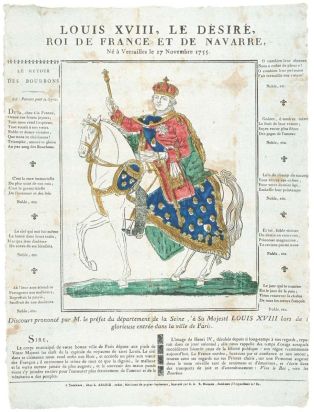 LOUIS XVIII, LE DÉSIRÉ, / ROI DE FRANCE ET DE NAVARRE, / Né à Versailles le 17 Novembre 1755. (titre inscrit)