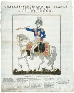 CHARLES-FERDINAND DE FRANCE, / NEVEU DU ROI, / DUC DE BERRI, / Né à Versailles le 24 Janvier 1778. (titre inscrit)