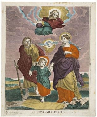 La Sainte Famille (titre factice) ; ET ERAT SUBDITUS ILLIS B Luc 2 (titre inscrit lat.)
