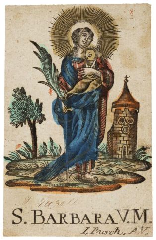 S. BARBARA V. M. (titre inscrit lat.) ; sainte Barbe vierge et martyre (titre traduit) ; © Essy Erfani