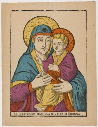 LA DEVOTISSIMA MADONNA DI S. LUCA DI BOLOGNA. (titre inscrit, it.) ; La vierge dévouée de San Luca de Bologne (titre traduit) ; © Claude Philippot