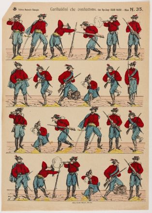 Garibaldini che combattono N. 35. (titre inscrit, it.) ; les combattant de Garibaldi (titre traduit) ; © Claude Philippot
