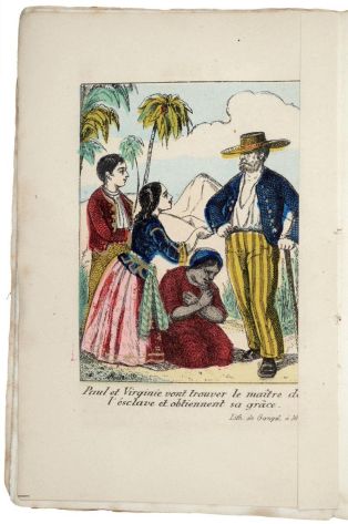 Paul et Virginie vont trouver le maître de l'esclave et obtiennent sa grâce. (titre inscrit) ; PAUL / et / VIRGINIE : illustration page 31 (titre factice)