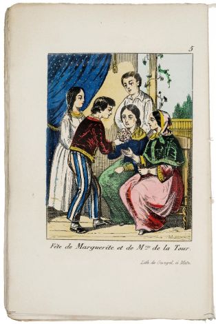 Fête de Marguerite et de Mme de la Tour. (titre inscrit) ; PAUL / et / VIRGINIE : illustration page 61 (titre factice)