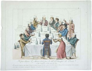 Repas donné le 17 Mars 1806, par les Mds. d’Estampes de Paris. / a leur Confrère et leur ami Le Clerc. (titre inscrit)