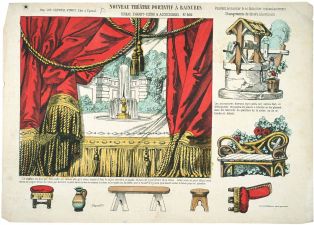 NOUVEAU THEATRE PORTATIF A RAINURES / RIDEAU D'AVANT-SCENE & ACCESSOIRES. N°.802. (titre inscrit)