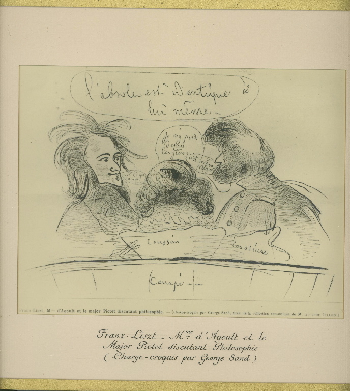 Franz Liszt, Mme d’Agoult et le major Pictet discutant philosophie