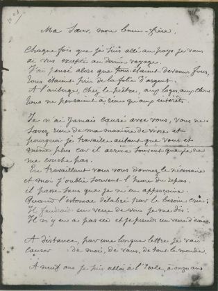 Lettre du sculpteur NICOLAY à sa soeur et à son beau-frère ; © Collections musée George Sand et de la Vallée Noire