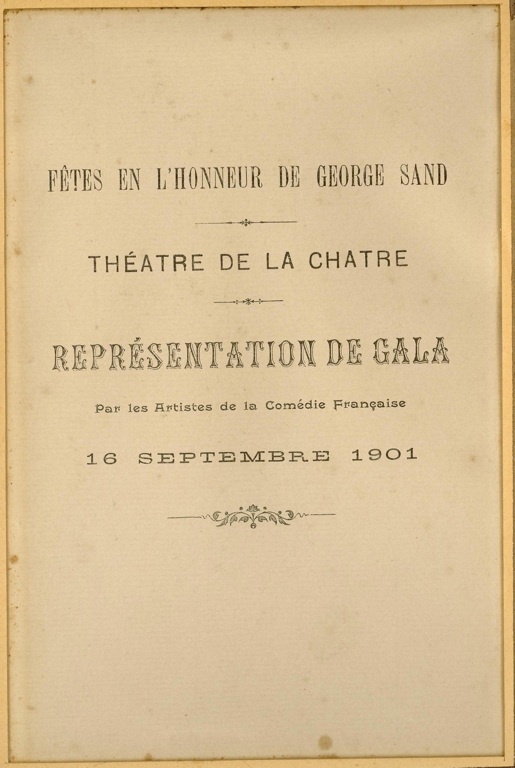Programme du théâtre de La Châtre (fêtes en l’honneur de George Sand)