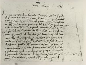 Début du testament de Guillaume DE MARCILLAT fait en 1525 ; peintre verrier né à La Châtre en Berry. ; © Collections musée George Sand et de la Vallée Noire