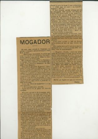 MOGADOR (coupure de presse) ; © Collections musée George Sand et de la Vallée Noire