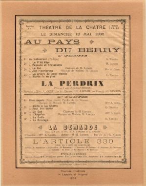 Affiche du théâtre de La Châtre ; © Collections musée George Sand et de la Vallée Noire