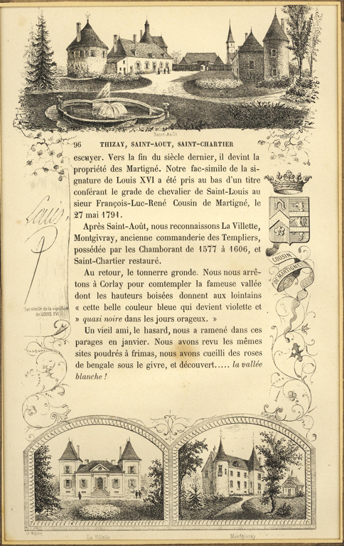 Textes et gravures des “esquisses pittoresques de l’Indre”. Thizay, St Août, St Chartier