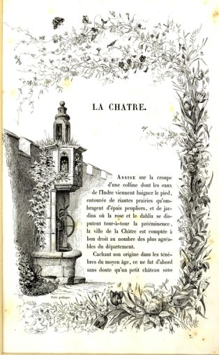 Textes et gravures des “esquisses pittoresques de l’Indre”. La Châtre ; © Collections musée George Sand et de la Vallée Noire