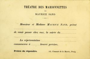Carton d’invitation au théâtre des marionnettes de Maurice Sand ; © Collections musée George Sand et de la Vallée Noire