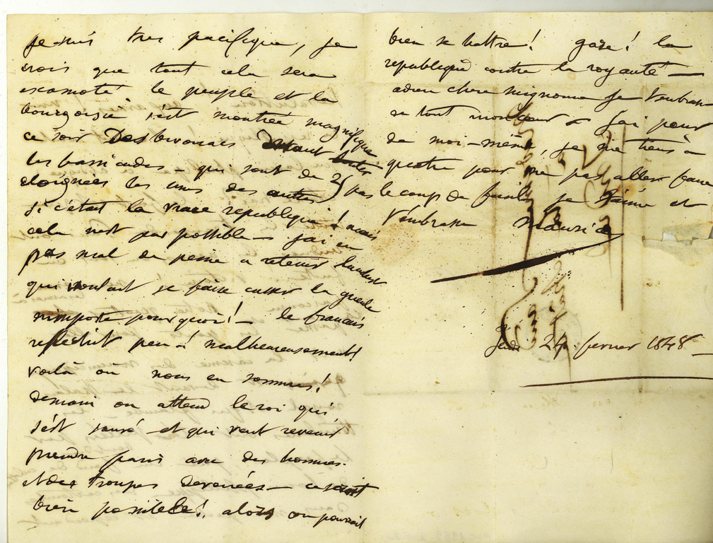 Lettre-enveloppe autographe signée de Maurice DUDEVANT-SAND à George SAND