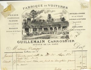 Facture à Mme Clésinger “Carrossier GUILLEMAIN” ; © Collections musée George Sand et de la Vallée Noire