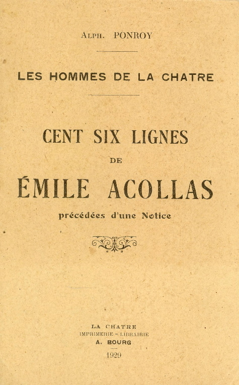 Les Hommes de La Châtre. Cent six lignes de Emile Acollas