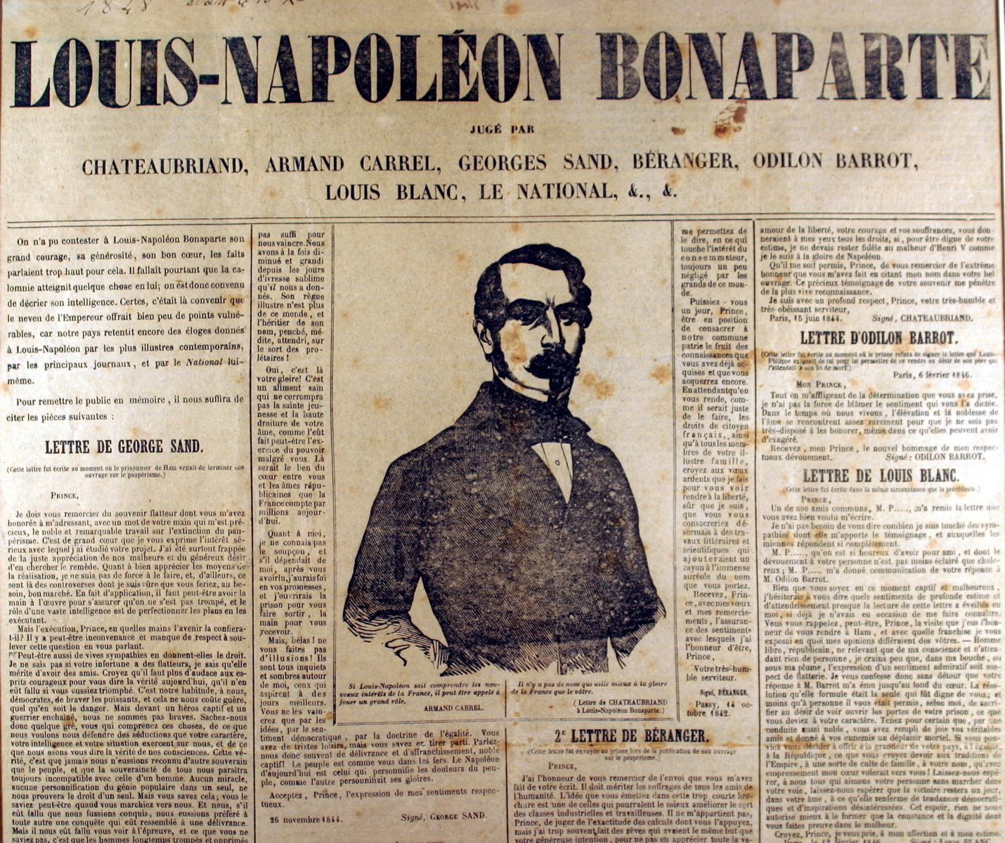 Affiche pour la candidature de Louis Napoléon Bonaparte à la présidence