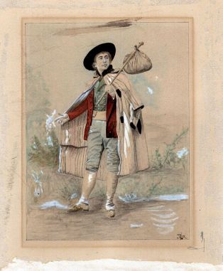 Projet de costume théâtral pour le personnage de François le Champi (titre factice) ; © Collections musée George Sand et de la Vallée Noire