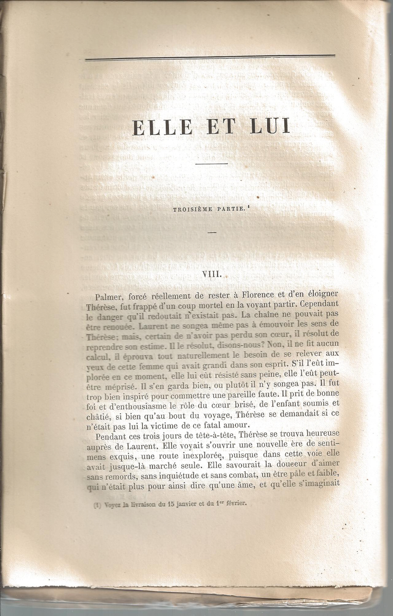 Elle et Lui, tome 20, deuxième période, quatrième série, Revue des deux Mondes, février 1859