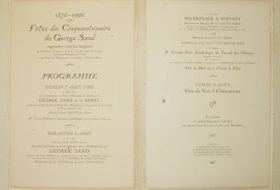 Programme de la Fête du cinquantenaire de George SAND 1876-1926 ; © Collections musée George Sand et de la Vallée Noire