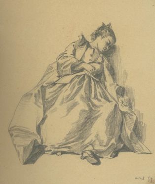 Jeune fille endormie dans un fauteuil (titre factice) ; © Collections musée George Sand et de la Vallée Noire