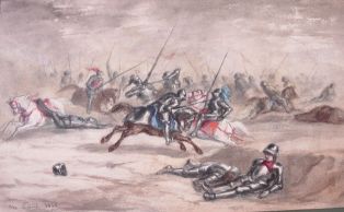 Combat de cavaliers (titre factice) ; © Collections musée George Sand et de la Vallée Noire