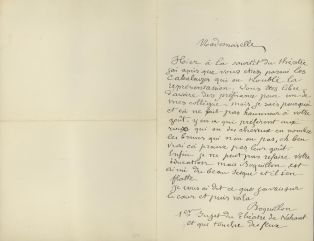 Lettre de Maurice SAND (qui se fait passer pour Boquillon) envoyée à sa fille Aurore SAND ; © Collections musée George Sand et de la Vallée Noire