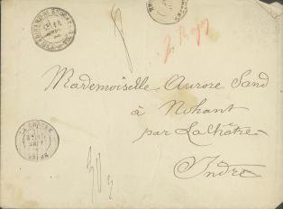 Enveloppe de Maurice SAND envoyée à sa fille Aurore SAND ; © Collections musée George Sand et de la Vallée Noire