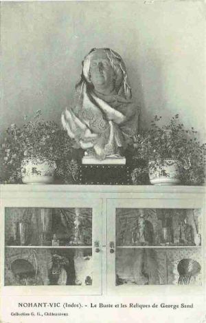 Nohant-Vic (Indre) ; Le Buste et les Reliques de George SAND