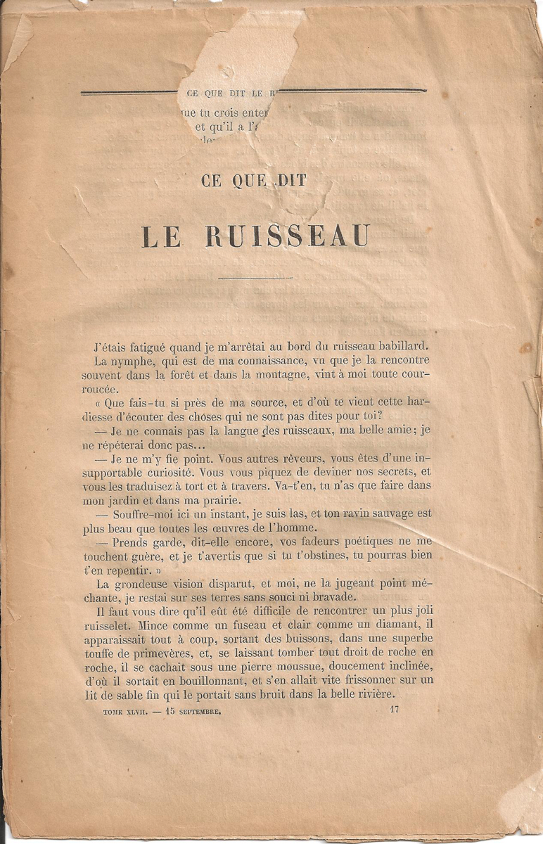 Ce que dit le ruisseau, tome 47, deuxième période, 4e livraison, Revue des deux Mondes, 15 septembre 1863