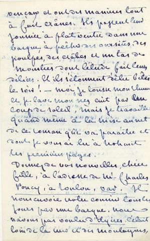 Lettre de George SAND à Sylvanie ARNOULD-PLESSY ; © Collections musée George Sand et de la Vallée Noire