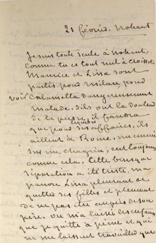 Lettre autographe signée de George SAND à Gustave FLAUBERT ; © Collections musée George Sand et de la Vallée Noire