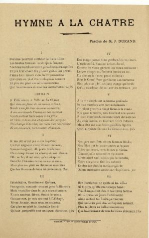 Hymne à La Châtre. Partition de musique ; © Collections musée George Sand et de la Vallée Noire