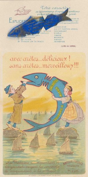 [Les maquereaux à l'huile] Votre caractère dévoilé par le petit poisson Amieux-frères ; © Photo Musée de la Pêche