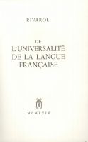 Rivarol L’universalité de la langue française