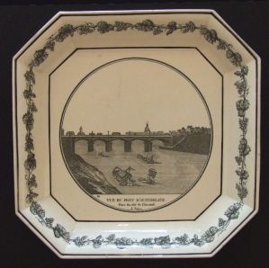 assiette (carrée) ; Vue du pont d’Austerlitz (titre inscrit)