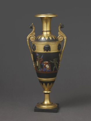 vase ; Putti apportant des offrandes pour les déesses Athéna et Aphrodite (titre factice)