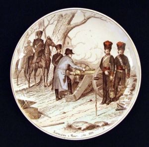 assiette historiée (ronde) ; Napoléon à Montereau (titre inscrit)