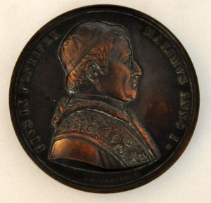 médaille commémorative (circulaire) ; Pius IX Pontifex Maximus Anno I (titre inscrit)