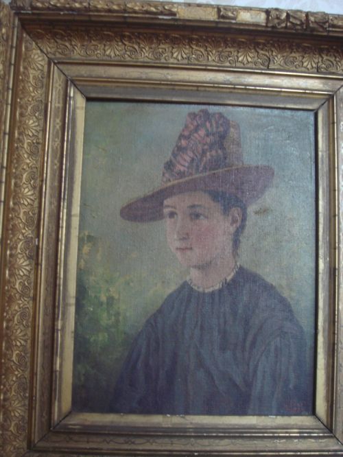 Portrait de jeune fille au chapeau de paille ; © GAUD Henri