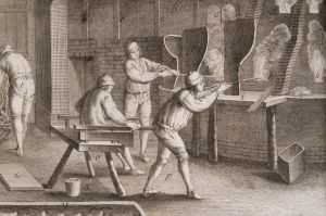 Verrerie en bois, Encyclopédie, Denis Diderot et Jean Le Rond d’Alembert, tome 10, planche I, 1772, Bibliothèque municipale d’Orléans