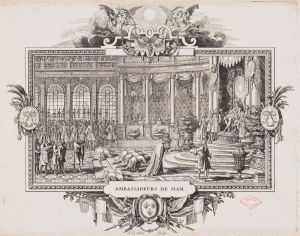 Audience donnée par le roi aux ambassadeurs de Siam dans les appartements de Versailles, Sébastien Le Clerc, 1684, n° INV 2011.0.1652, musée des Beaux-Arts, Orléans